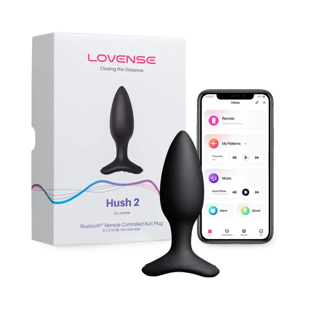 Lovense Hush 2 Bluetooth Remote-Controlled Vibrating Butt Plug S 1.5 In. 1