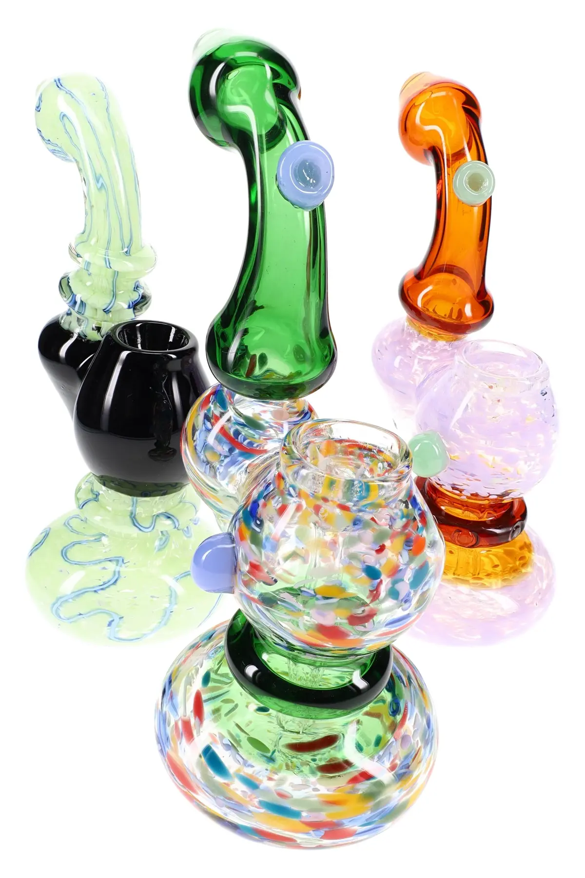 Colorful Frit Glass Sherlock Bubbler “Party Pebbles” – 7.5″ – Assorted Colors 1