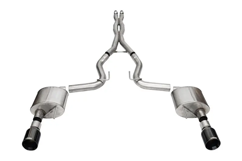 Corsa 24 Ford Mustanggt Xtreme Cat-Back Ex.Sys 3.0In Dual Rear Exit W/4.5In Blk Pvd Straightcut Tip 1