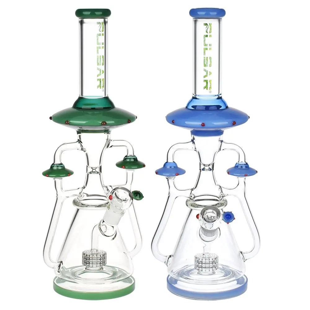 Pulsar Far-Out Visitors Recycler Glass Water Pipe | 17.25" | 19Mm F 1