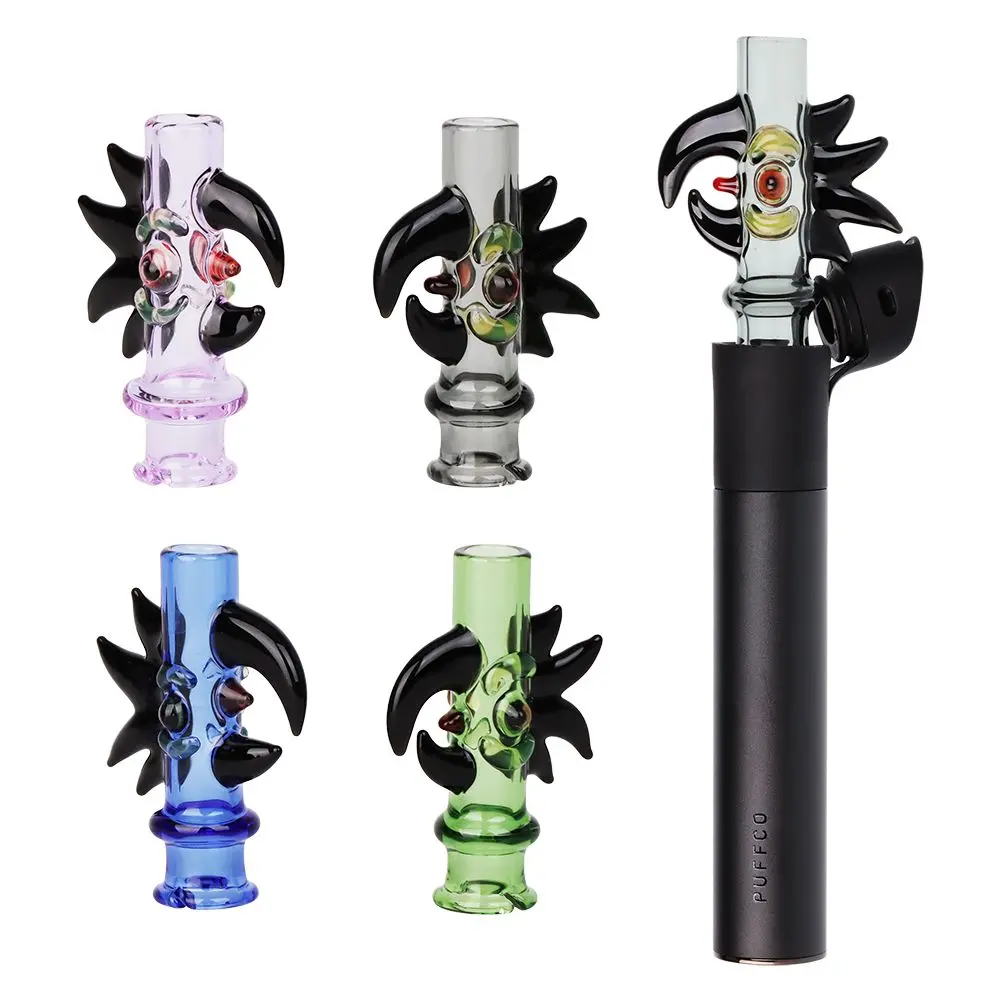 Pulsar Cockatoo Glass Mouthpeice Attachment For Puffco Pivot W/ Display Stand - Colors Vary 1