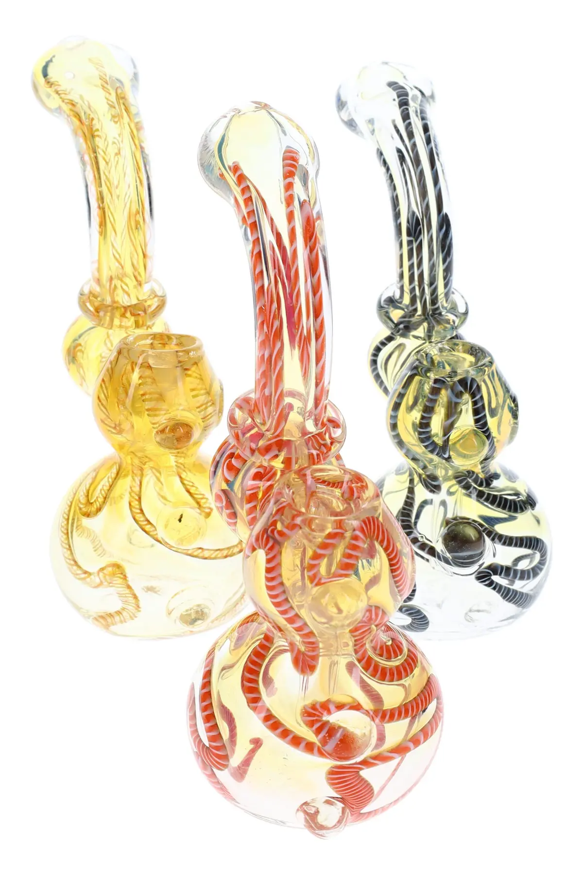 Color-Changing Glass Sherlock Bubbler “Squiggle Coil” – 6″ – Assorted Colors 1