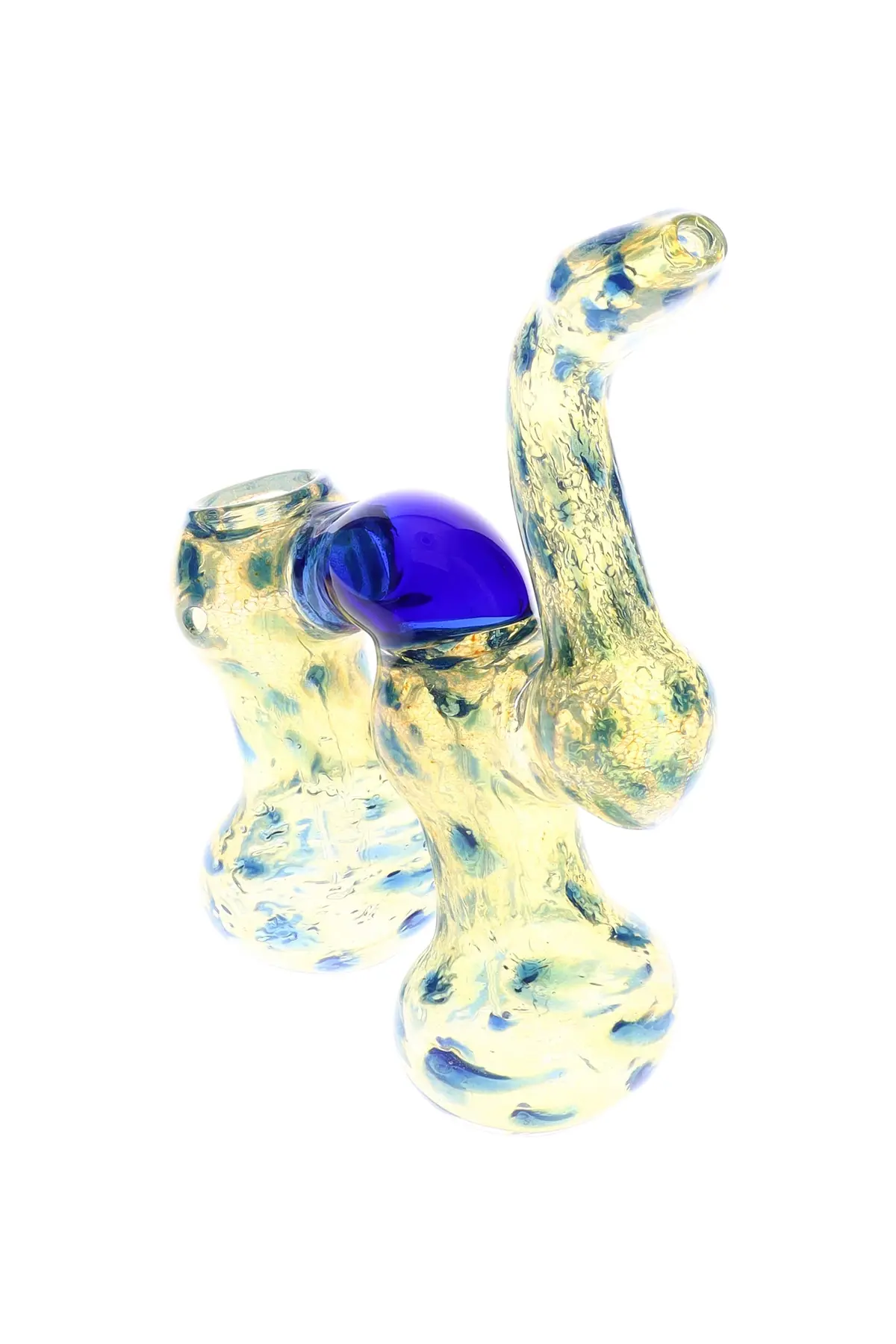 Color-Changing Dotted Double-Chamber Sherlock Bubbler “Blue Bridge” – 7″ 1