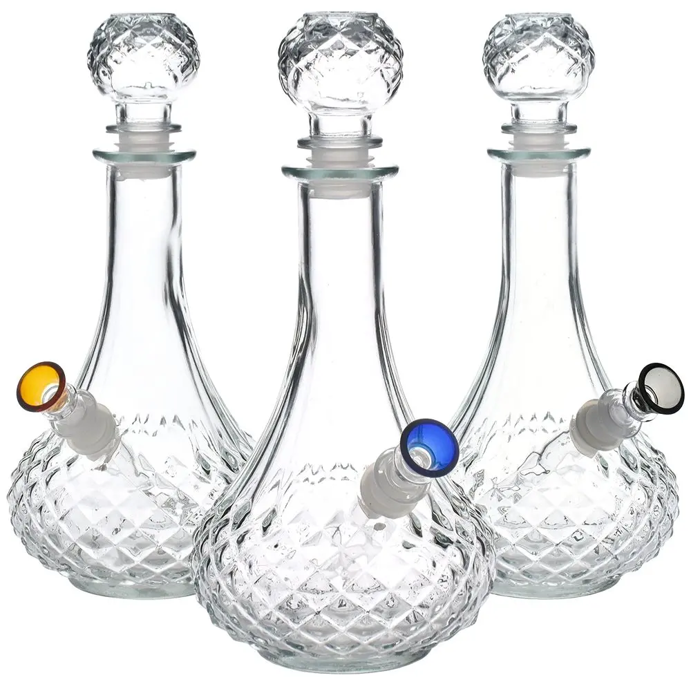 Vintage Decanter Style Glass Bong W/ Cap - 8.25"/ Long Neck 1