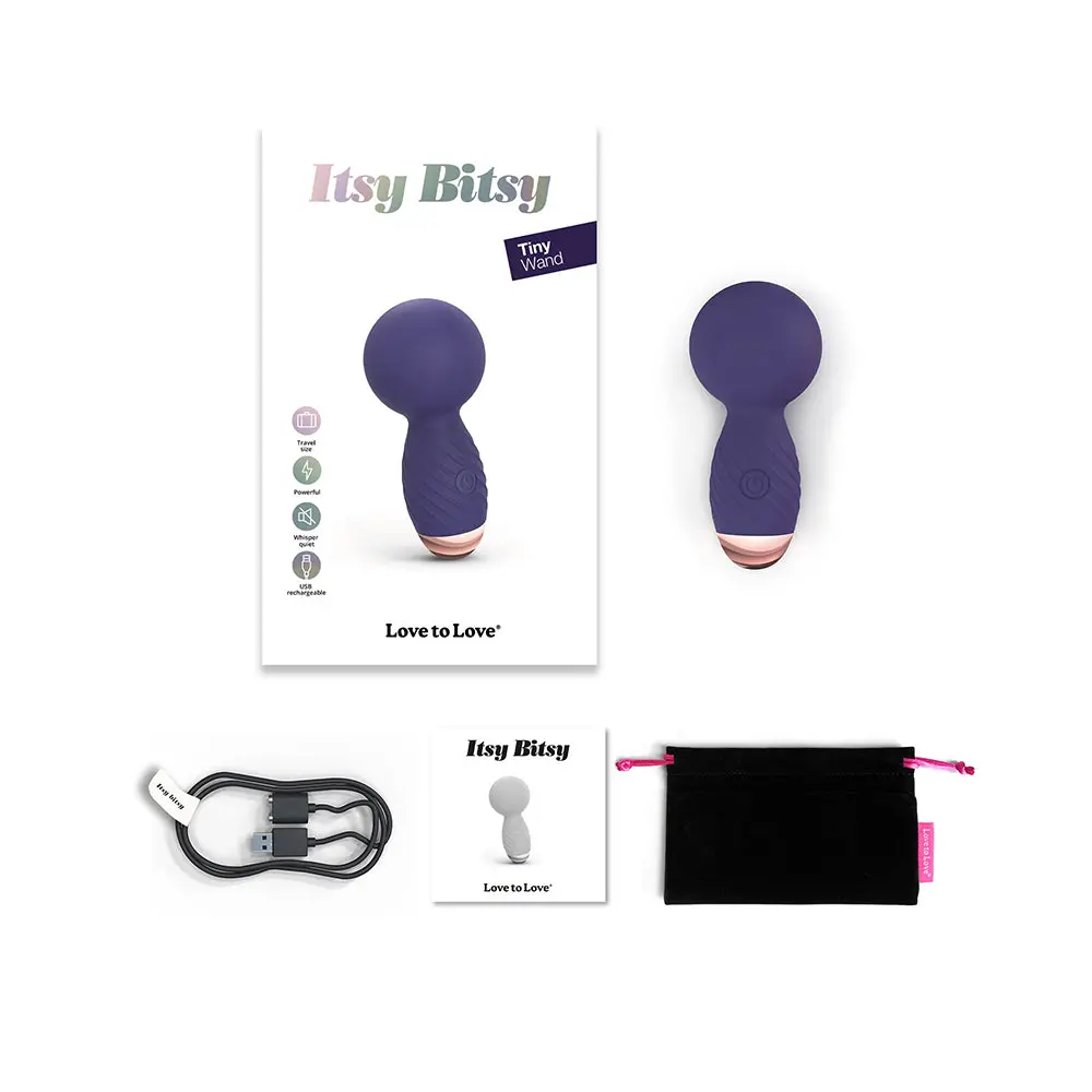 Love To Love Itsy Bitsy Rechargeable Silicone Mini Wand Vibrator Midnight Indigo 1