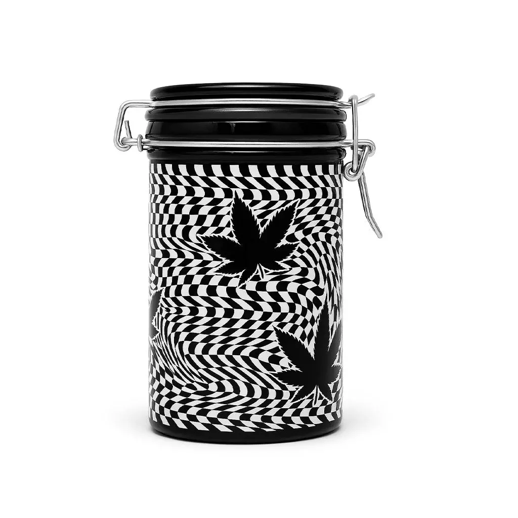 Checkerboard Leaves Storage Jar With Clamping Lid 2