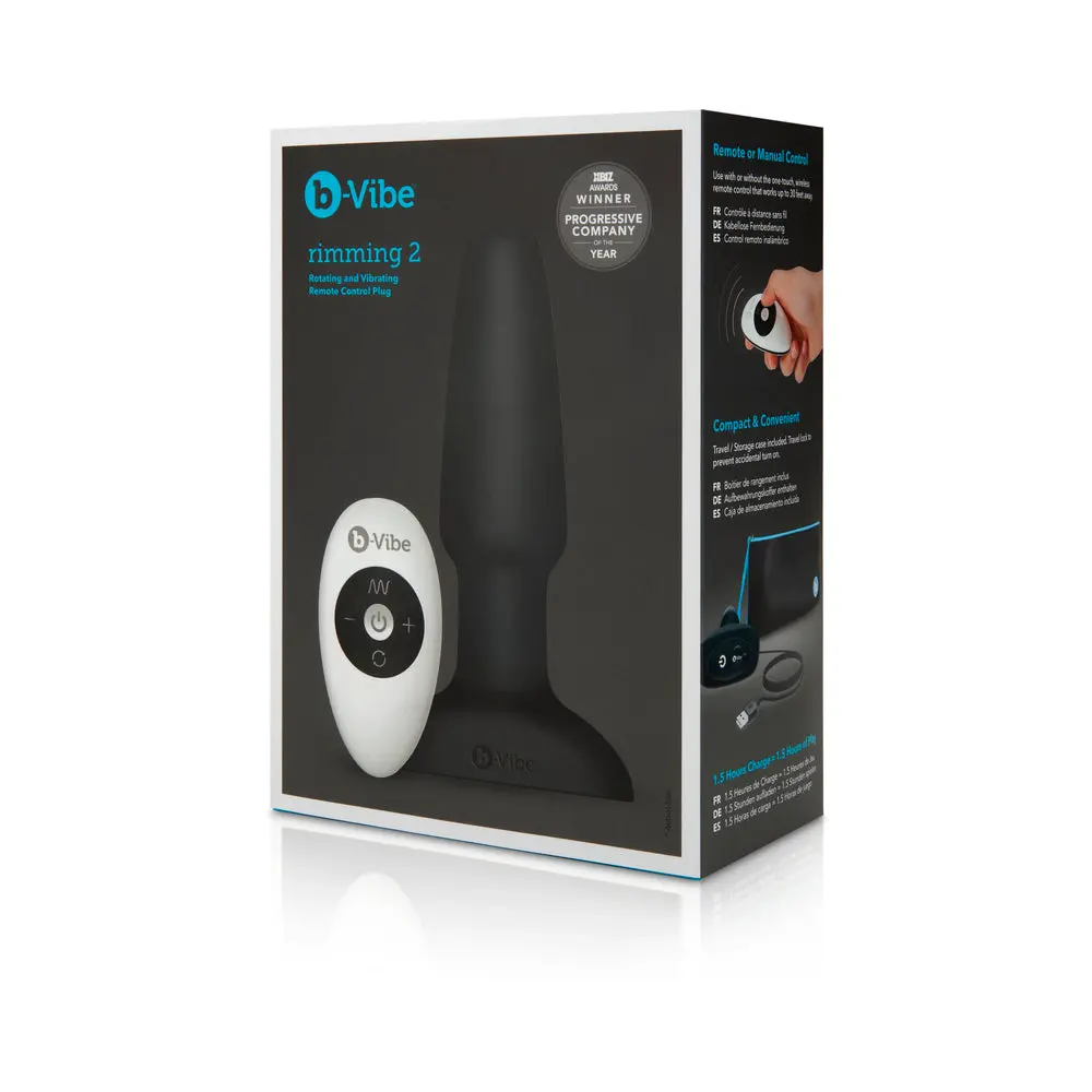 B-Vibe Rimming 2 Rotating And Vibrating Remote Control Plug Black 1