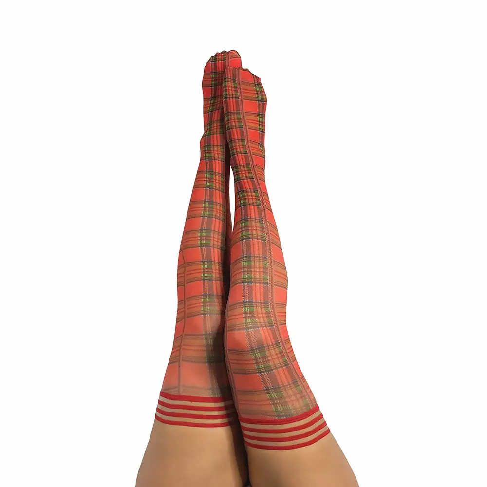 Kixies Grace Plaid Thigh-High Red Size D 1