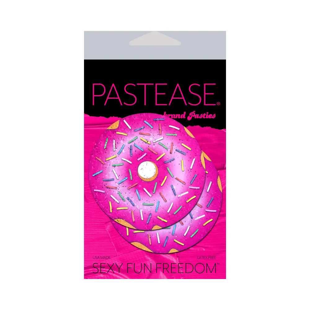 Pastease Donut: Donut With Pink Frosting And Rainbow Sprinkles Nipple Pasties 1