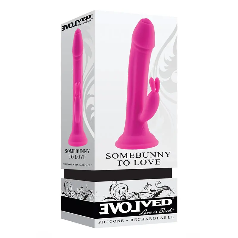 Evolved Somebunny To Love Rechargeable Realistic Rabbit With Suction Cup Silicone Pink 1