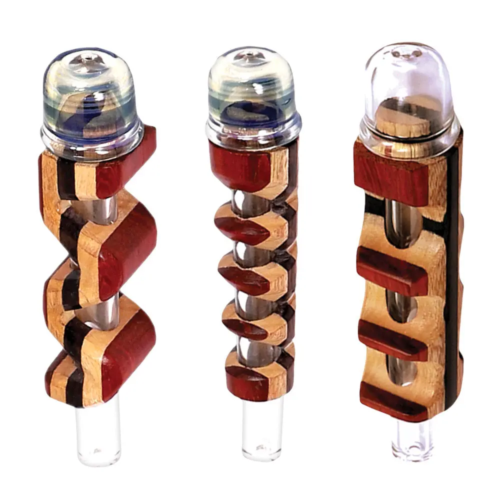 Wood & Glass Threaded Hybrid Pipe | Styles Vary 1