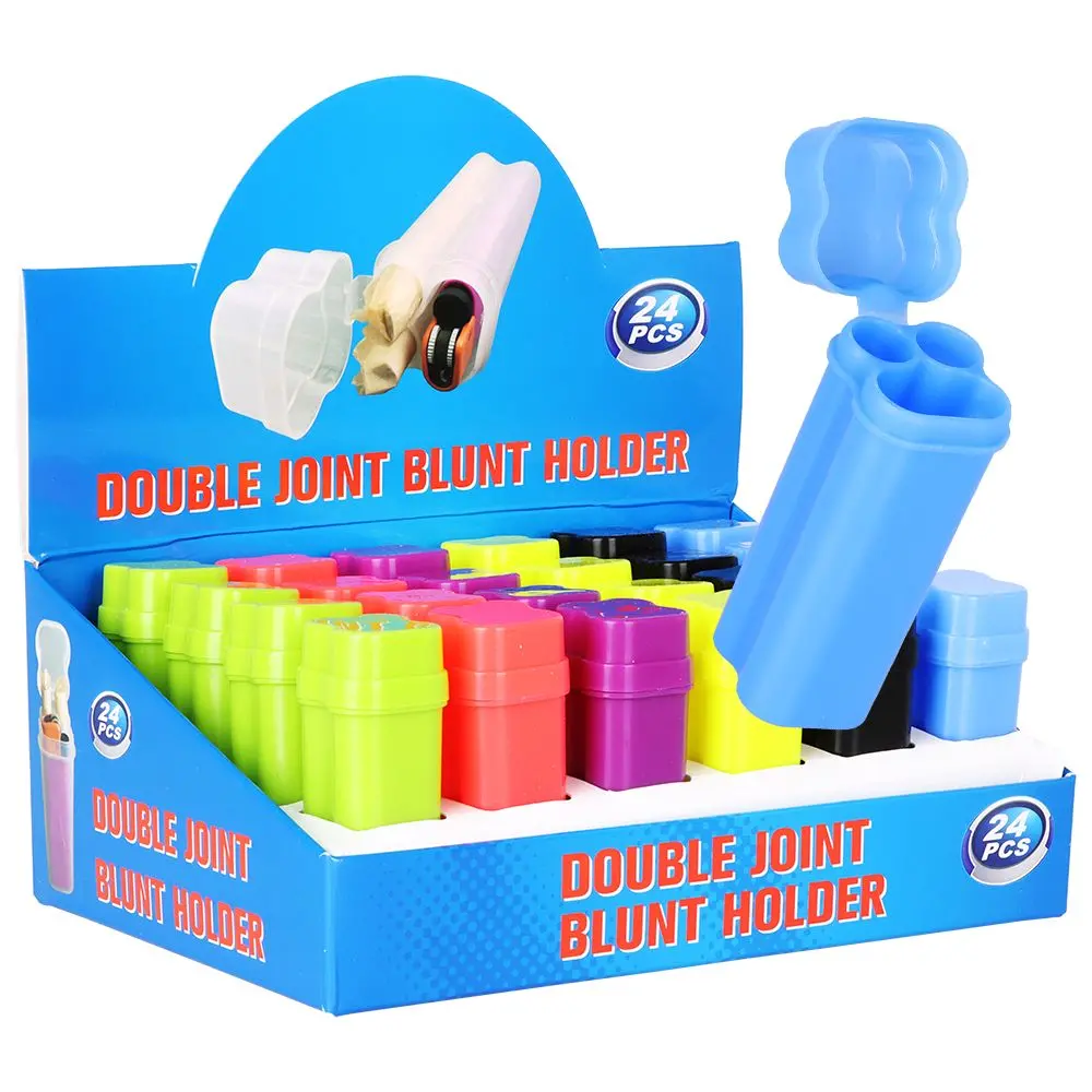 24Ct Display - Double Blunt Holder Storage Container - 3.5" / Assorted Colors 1