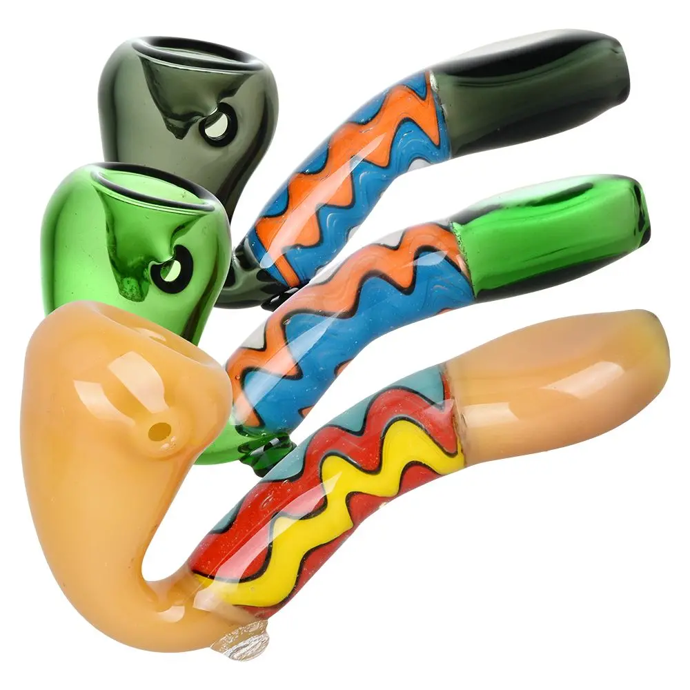 Groovy Waves Sherlock Glass Hand Pipe - 4" 1