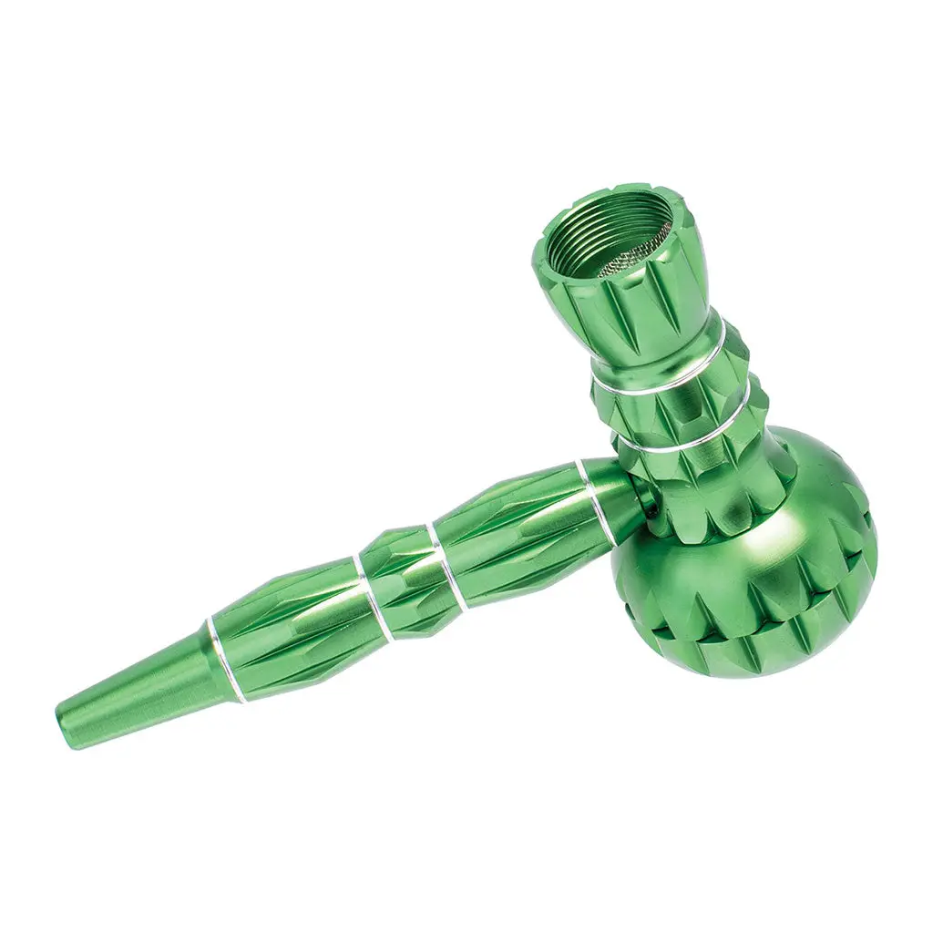 Aluminum Ribbed Smoking Pipe With Grinder 5