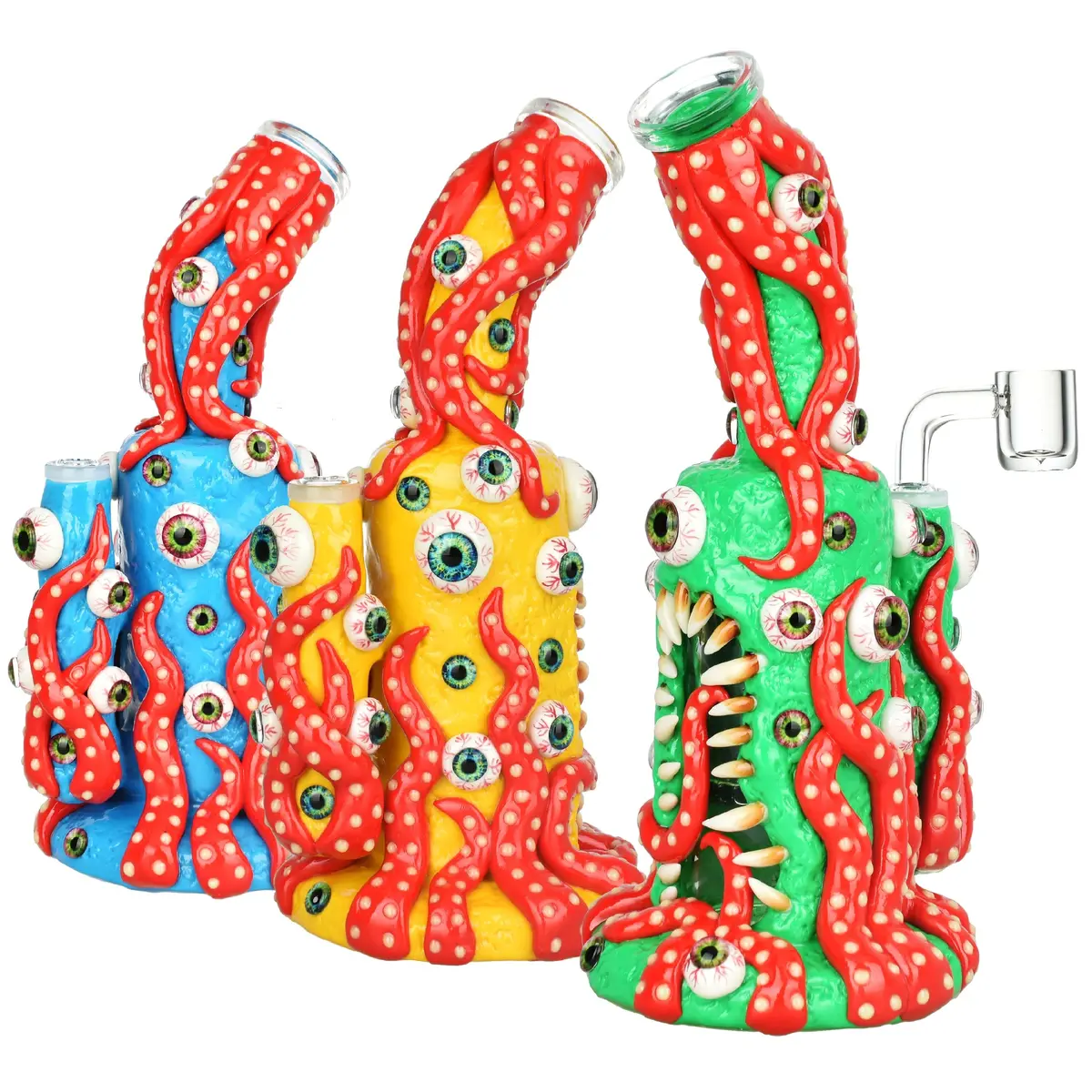 Octo Eyeballz Glow In Dark Dab Rig - 9.5" / 14Mm F 1