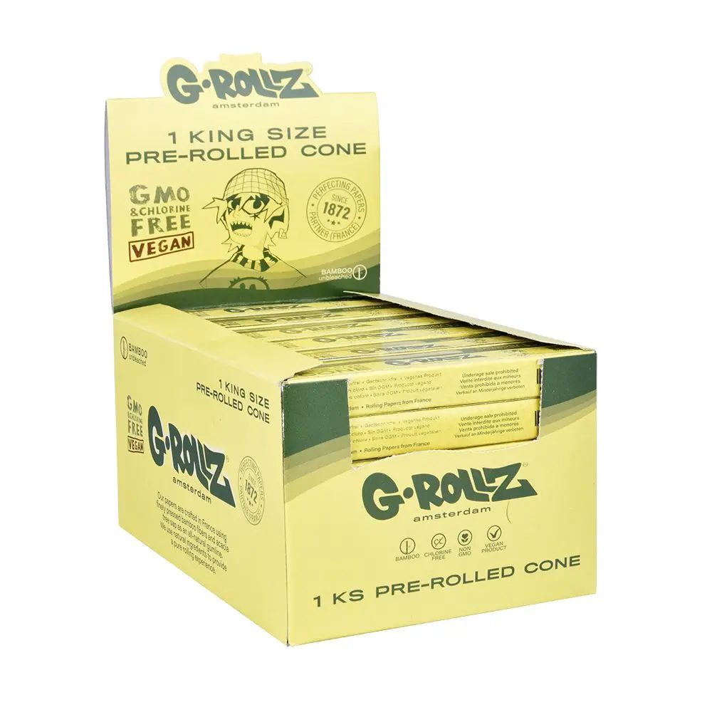 G-Rollz Bamboo Unbleached Pre-Rolled Cones - King Size 72Ct 1