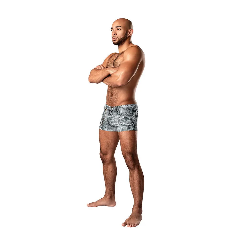 Male Power Dirty Denim Pouch Short Denim Print L 2