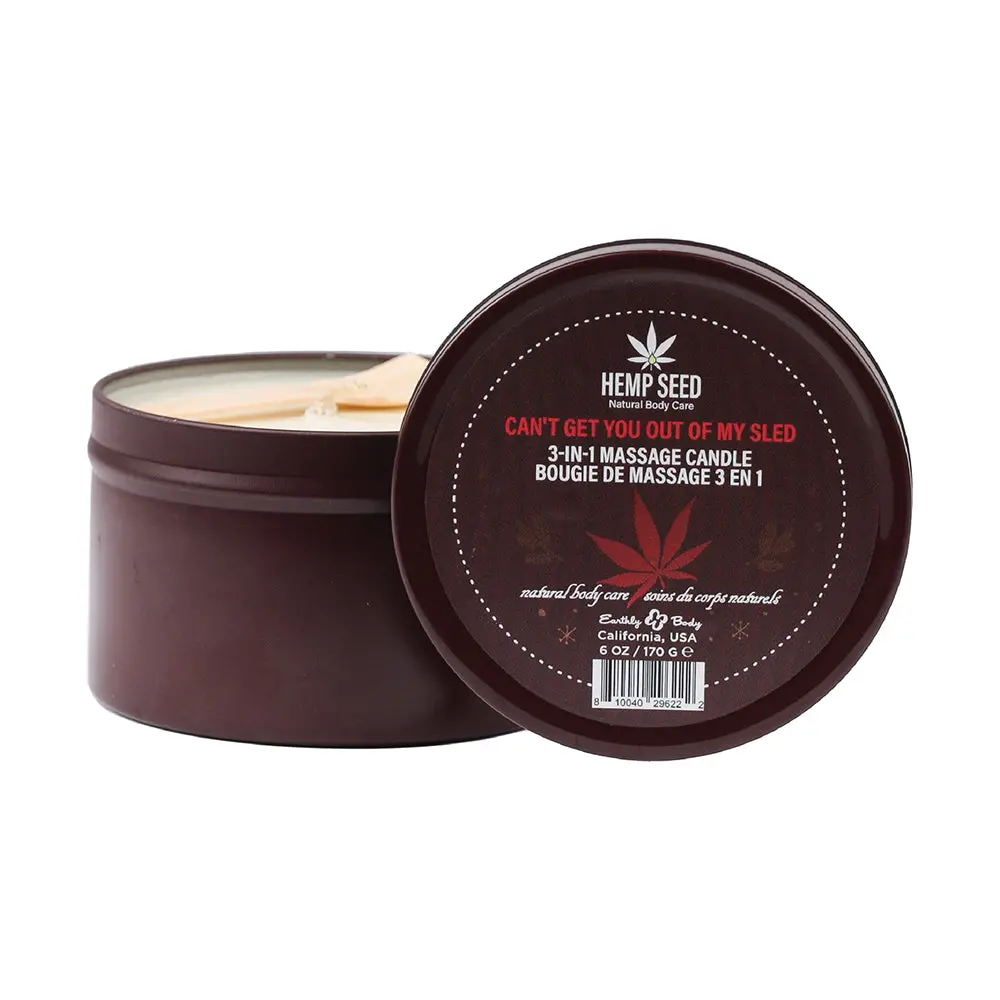 Earthly Body Hemp Seed Massage Oil Candle Can't Get You Out Of My Sled 1