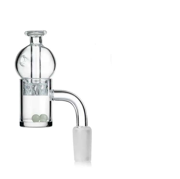 Quartz Banger Nail W/ Helix Function Cap & Glow Terp Pearls 14Mm Male 1