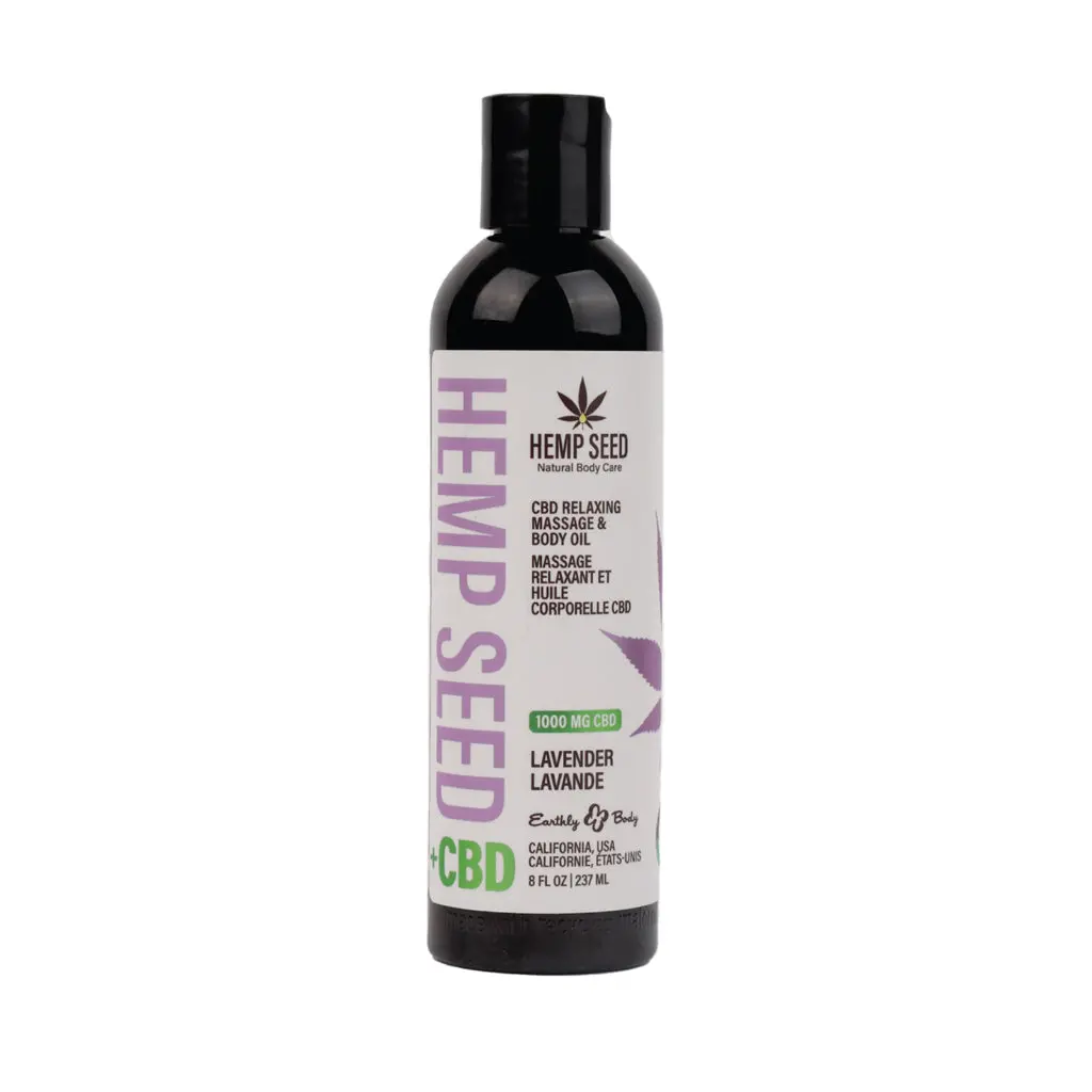 Earthly Body Hemp Seed Cbd Relaxing Massage And Body Oil Lavender 8 Oz. 1