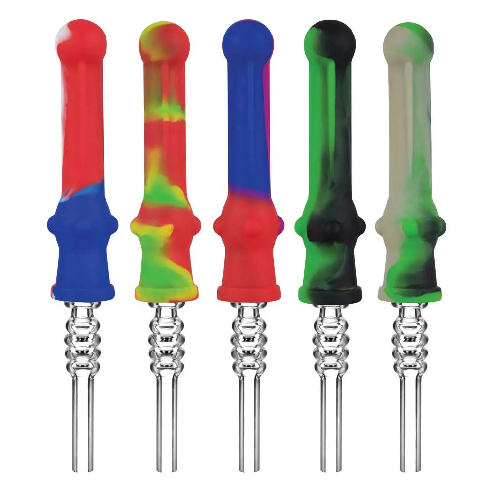 Silicone Vapor Straw W/ Quartz Tip - 7" / Colors Vary 1
