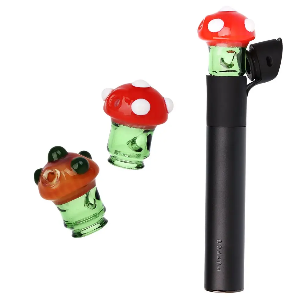 Pulsar Mushroom Glass Mouthpiece Attachment For Puffco Pivot W/ Display Stand - Colors Vary 1