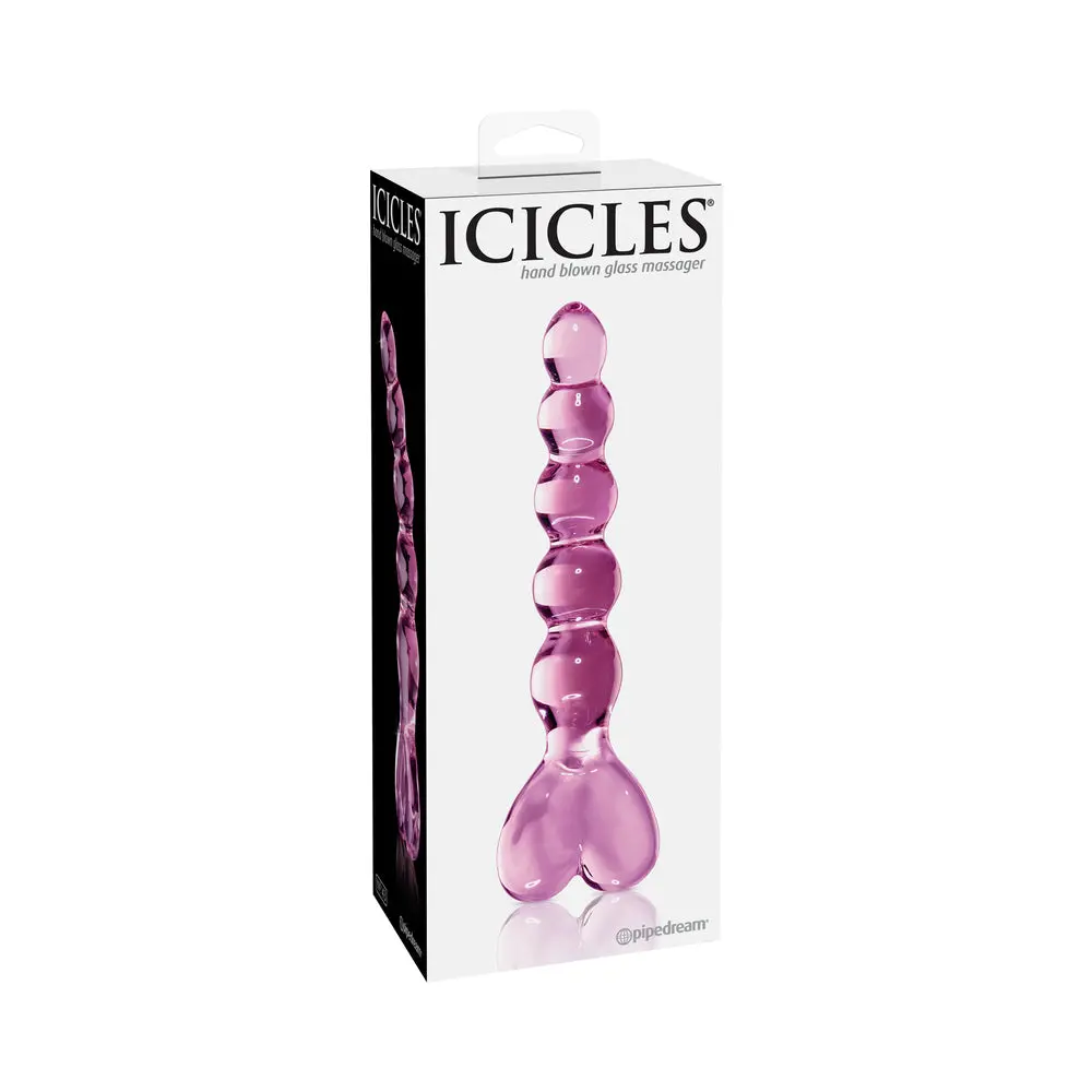 Icicles No. 43 Glass Massager With Heart-Shaped Handle Pink 1