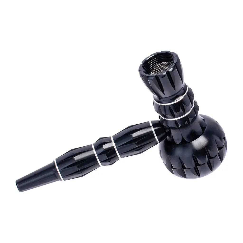 Aluminum Ribbed Smoking Pipe With Grinder 2
