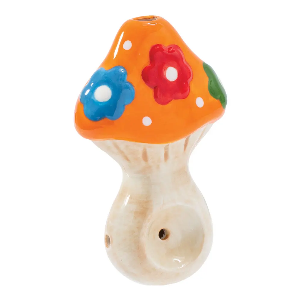 Wacky Bowlz Flower Mushroom Ceramic Pipe - 3.75" 1