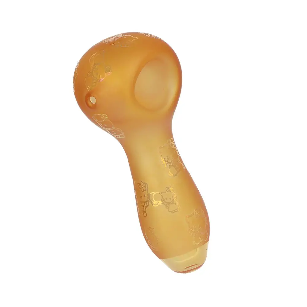 4Ct Bundle - Hiya Cat Electroplated Etched Glass Spoon Pipe - 4" / Assorted Colors 2