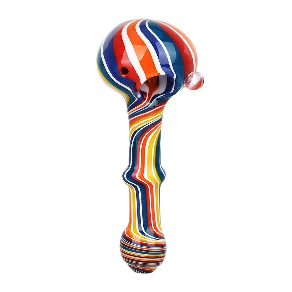 Rainbow Stripes Glass Spoon Pipe - 5" 1