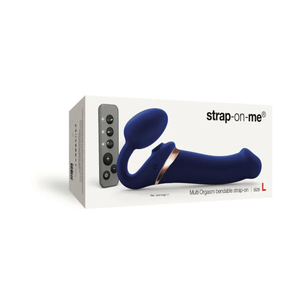 Strap-On-Me Rechargeable Remote-Controlled Multi Orgasm Bendable Strap-On Night Blue L 1