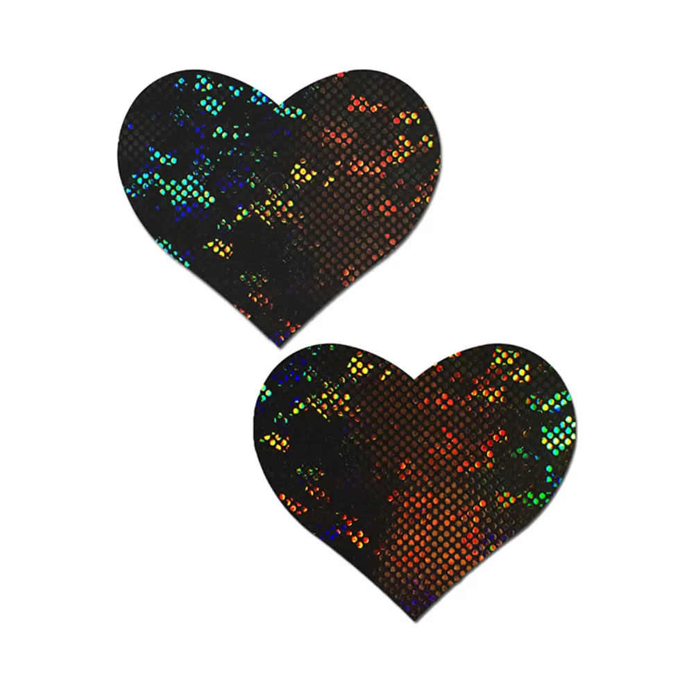 Pastease Shattered Glass Disco Ball Black Heart Nipple Pasties 1