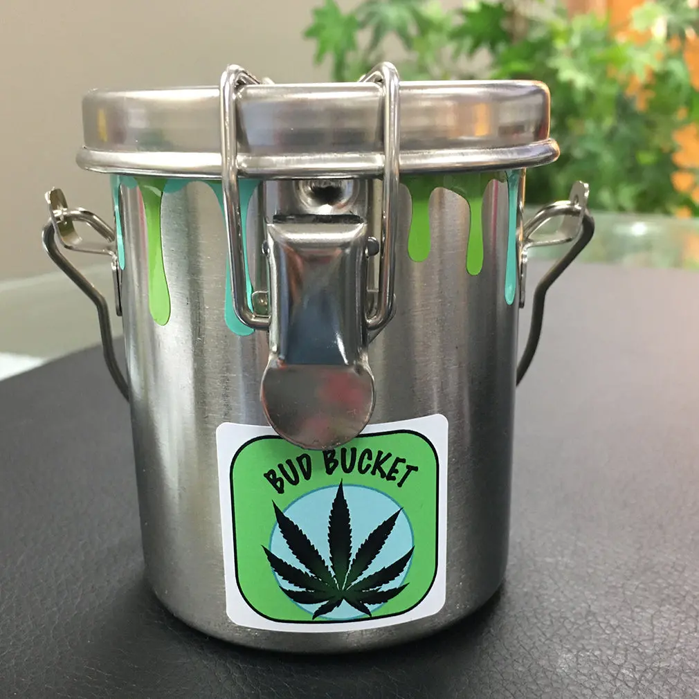 Main Cannabis Gifts - The Bud Bucket, Cannabis Storage Solution ~ Stainless Steel Vault, Odor Proof, Sifter Canister 1