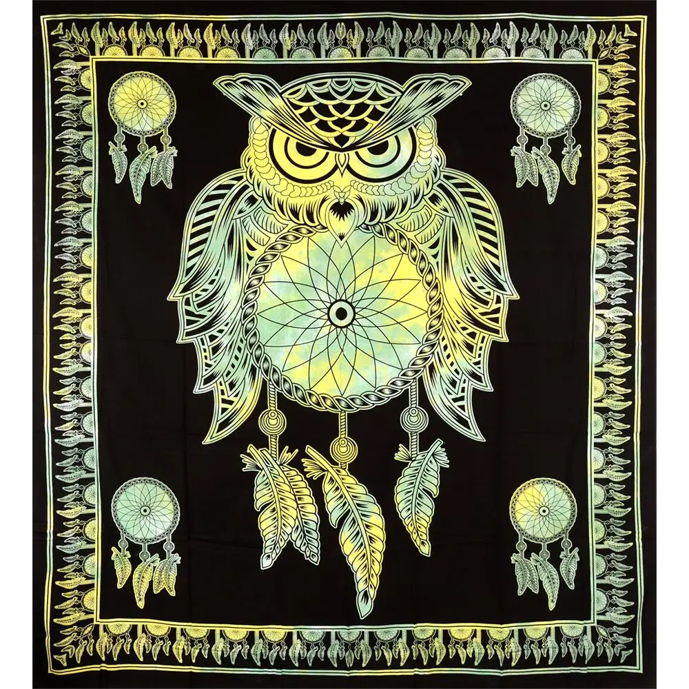 Trippy Sheetz Owl Tie-Dyed Tapestry - 85"X100" 1