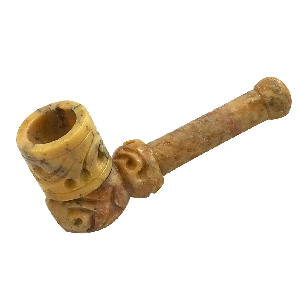 Small Carved 3" Marble Stone Pipe 1