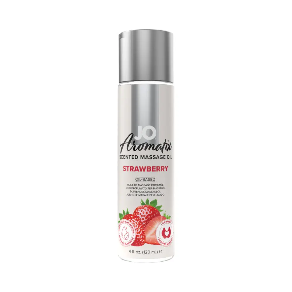 Jo Aromatix Strawberry Scented Massage Oil 4 Oz. 1