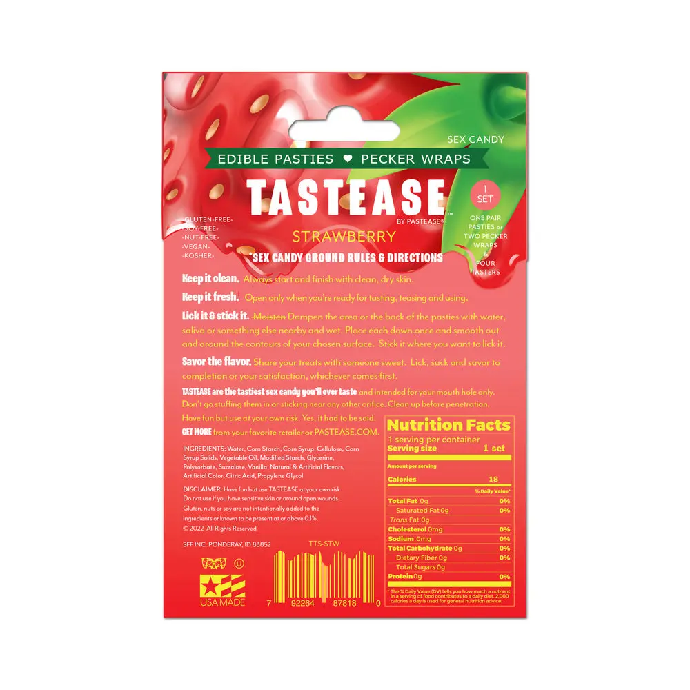 Tastease By Pastease Strawberry Candy Edible Pasties & Pecker Wraps 2