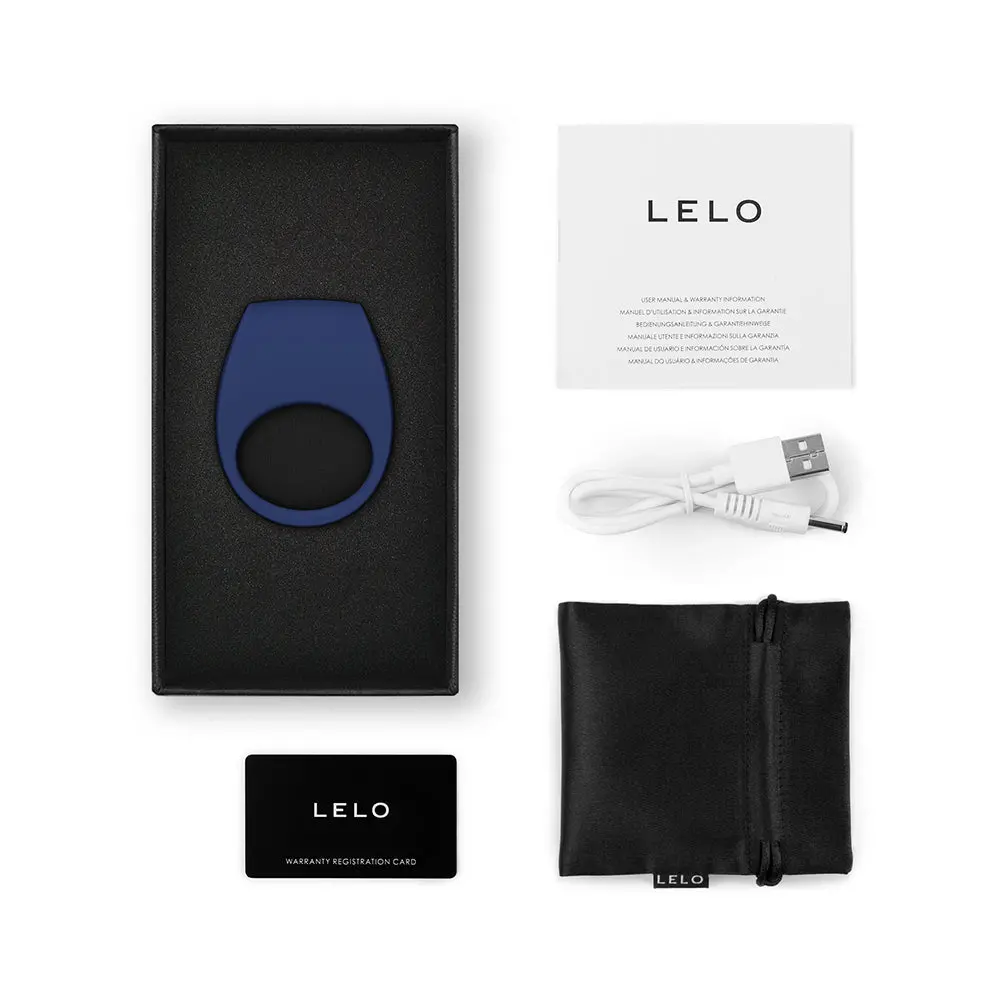 Lelo Tor 3 Vibrating Cockring Base Blue 1