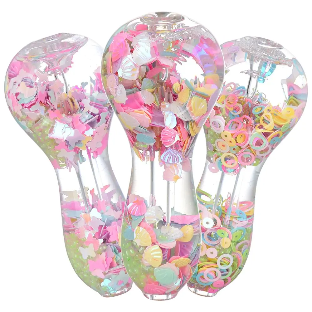 Pastel Paradise Glow Beads Glycerin Glass Hand Pipe - 3.75" 1