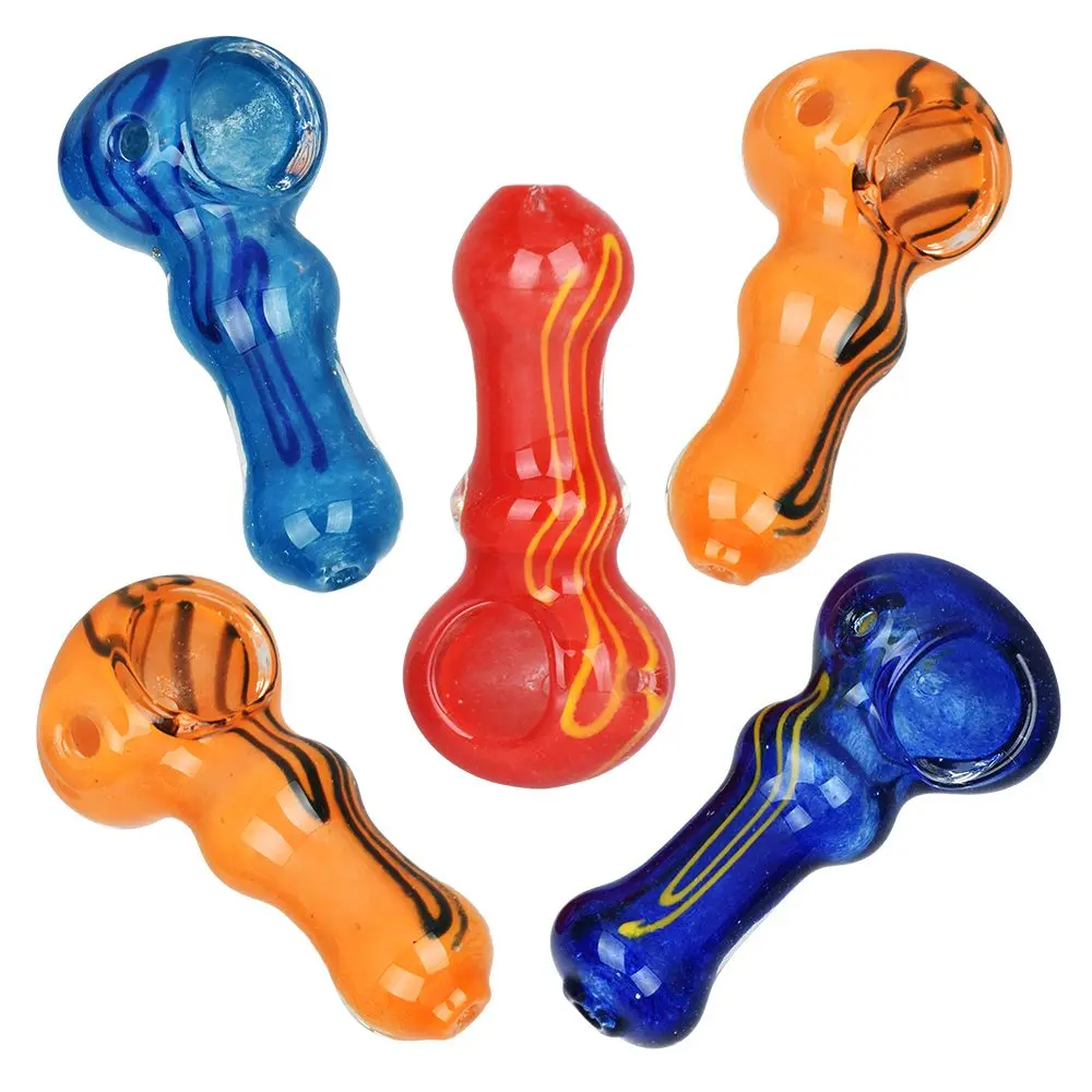 Two-Toned Tiger Stripe Glass Hand Pipe - 2.75" / 10Ct 1