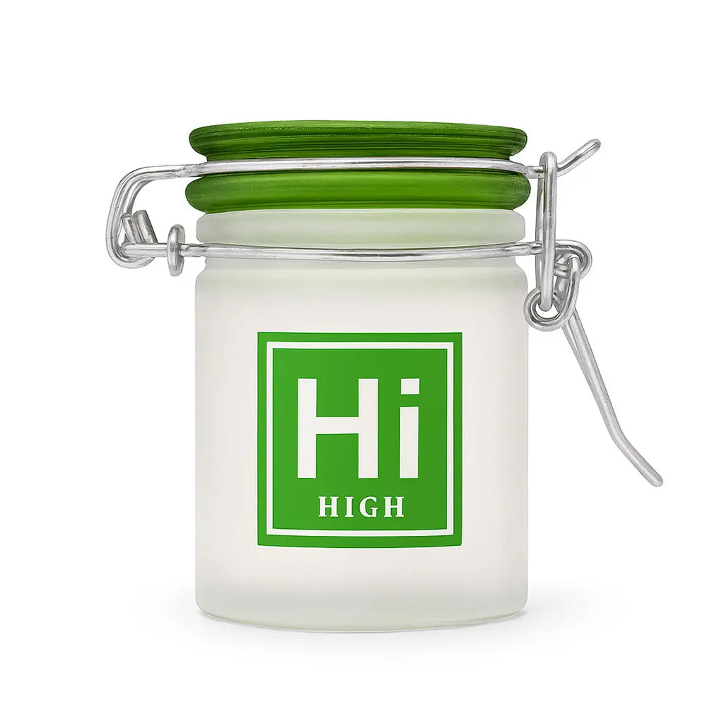 Frosted Glass "Hi" Periodic Symbol Stash Jar 1