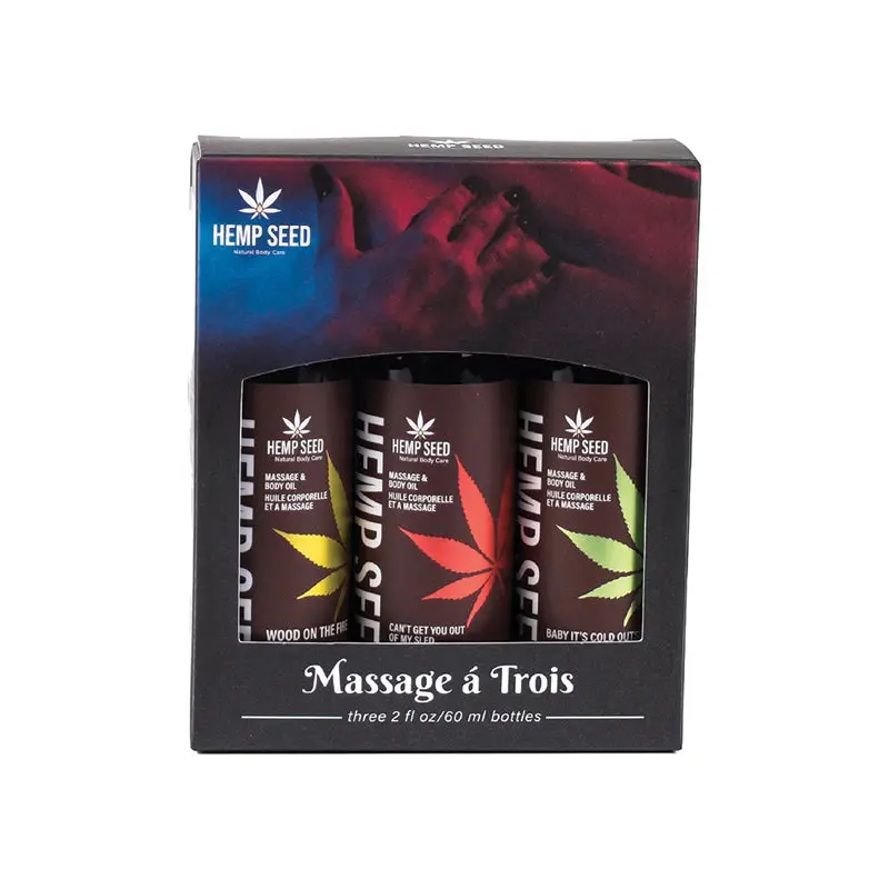 Earthly Body Hemp Seed Holiday 2023 Massage Oil 3-Pcs Gift Set 1