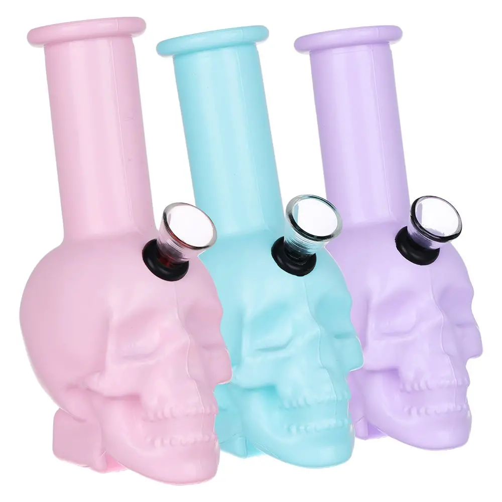 Seshgear Pastel Skull Glass Water Pipe - 6" / Colors Vary 1