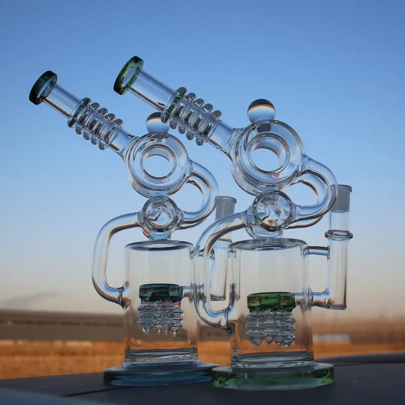 Recycler Style Water Pipe W/ Dual Percolator 11.5" 1