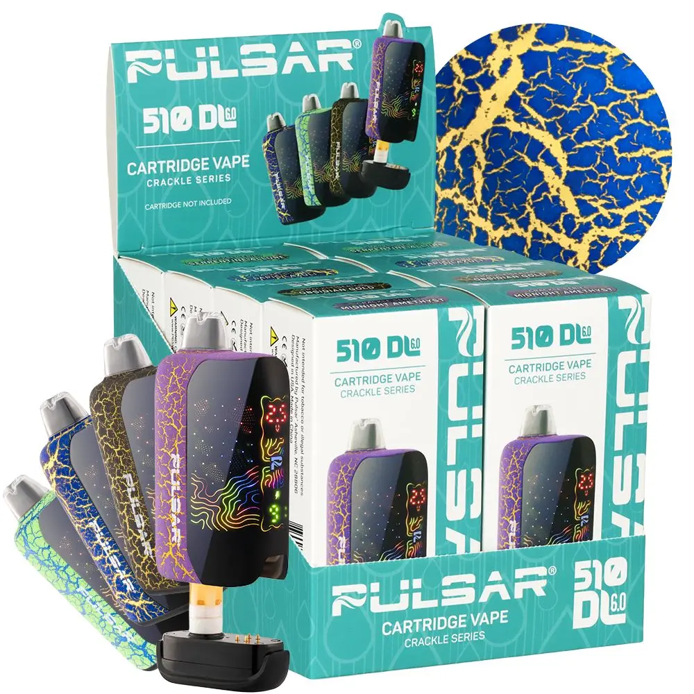 8Ct Display - Pulsar 510 Dl 6.0  Curved Lcd Screen Vape Bar Crackle Series - 1000Mah / Assorted Colors 1