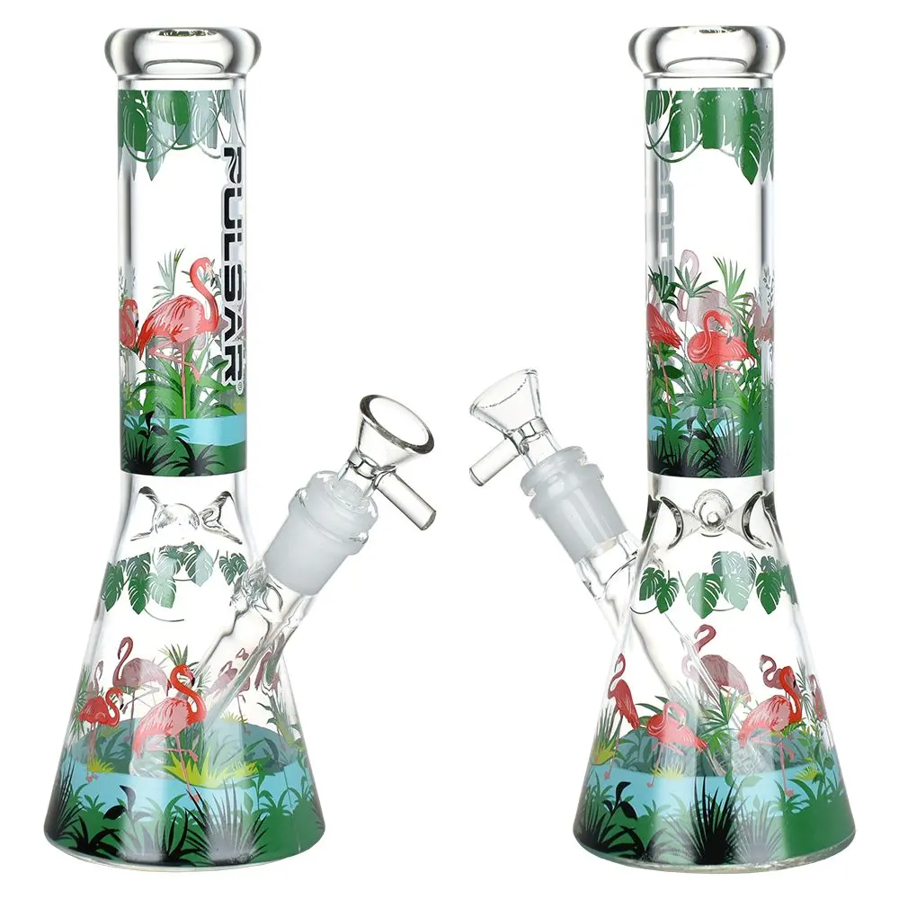 Pulsar Chillin' Flamingos Glass Beaker Water Pipe | 14Mm F 1