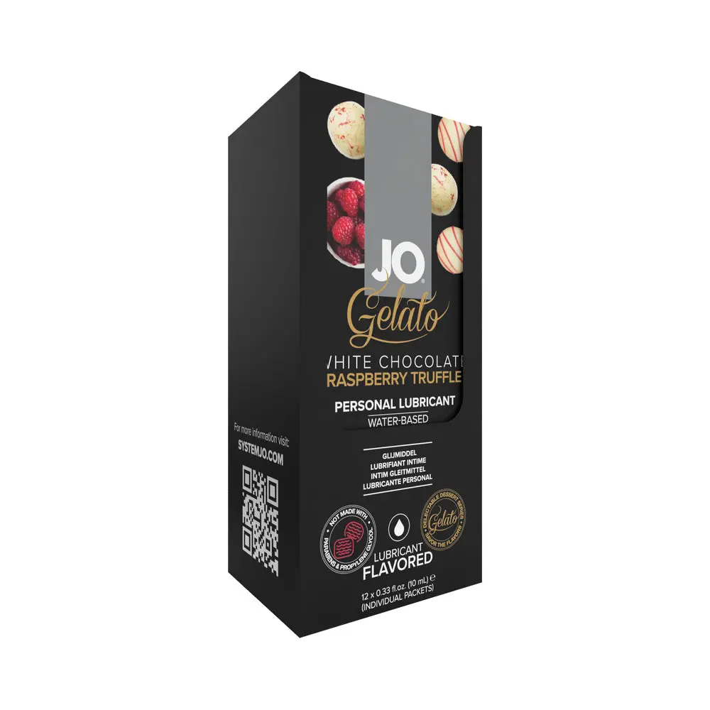 Jo White Chocolate Raspberry Flavored Water-Based Lubricant Foils 10 Ml 12-Pack 1