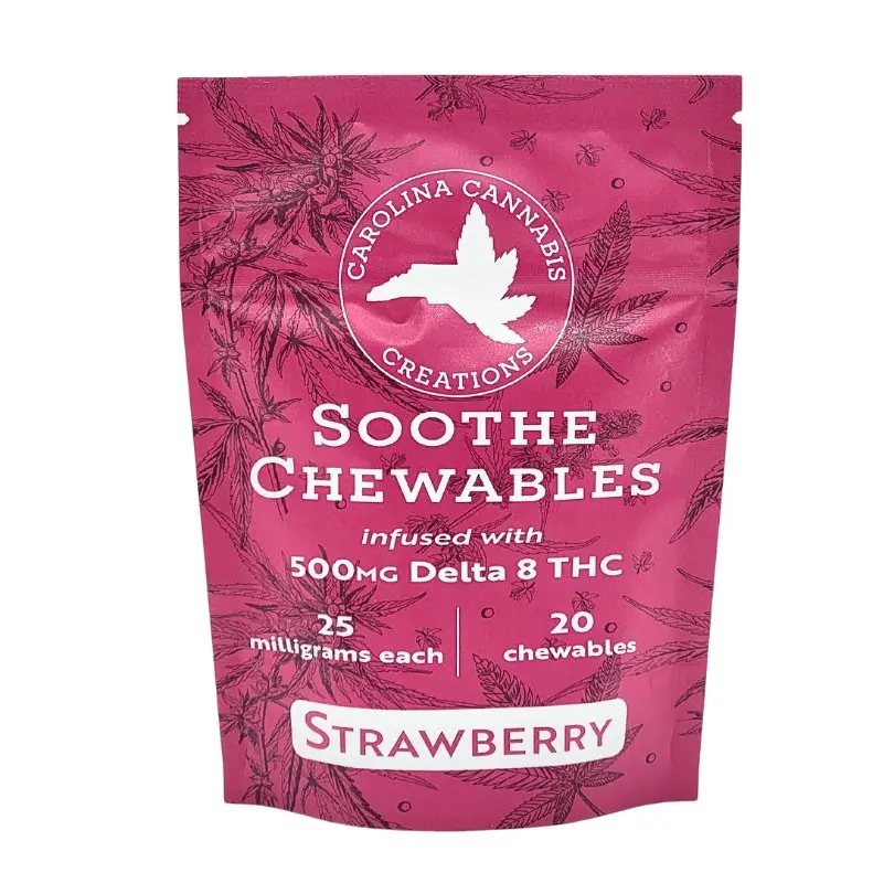 Soothe Chewables | Delta 8 | Strawberry 20Ct Bag | Carolina Cannabis Creations 1