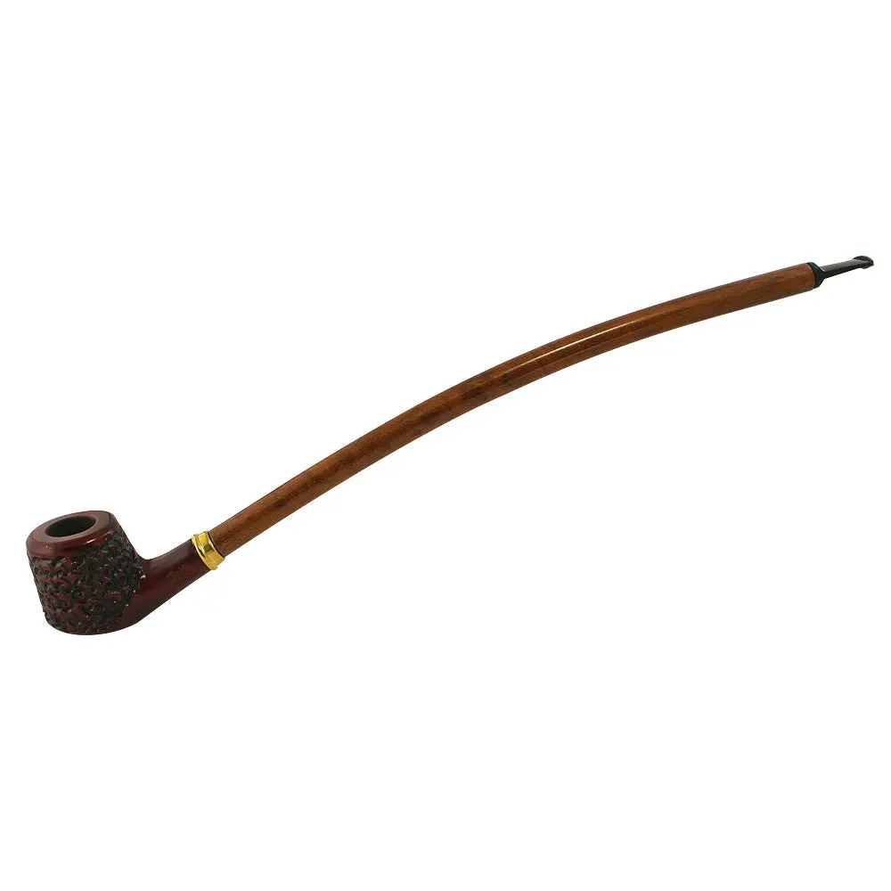 Pulsar Shire Pipes Curved Engraved Cherry Wood Tobacco Pipe - 15" 1